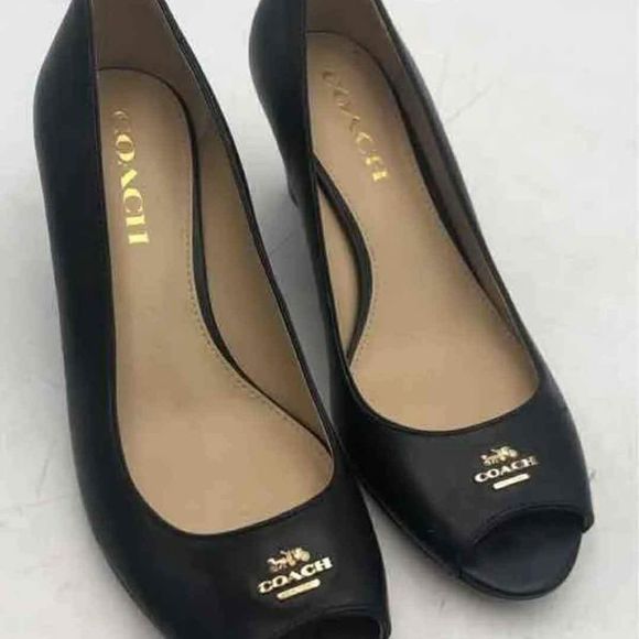 Like NEW COACH Designer Peep Open Toe Wedge Heels Size 7.5 - Picture 1 of 7